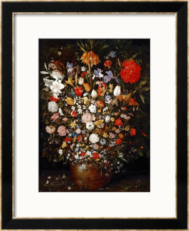 Big Flower Bouquet In A Wooden Vessel by Jan Brueghel The Elder Pricing Limited Edition Print image