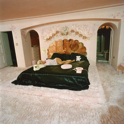 Sex Symbol Actress Jayne Mansfield Laying On Her Bed In Sunset Blvd. Home Decorated By Glenn Holse by Allan Grant Pricing Limited Edition Print image