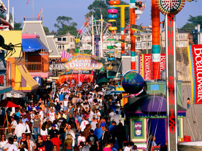 Large Crowd On Saturday Afternoon At Santa Cruz Beach Boardwalk, Santa Cruz, California by Eddie Brady Pricing Limited Edition Print image