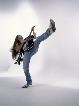 Long Haired Man Playing A Guitar by David Beightol Pricing Limited Edition Print image