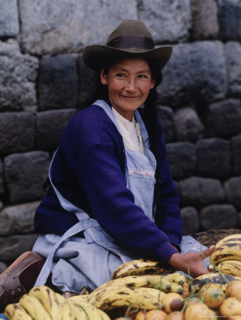 Portrait Of Incan Woman At Market, Cuzco, Peru by Bill Bachmann Pricing Limited Edition Print image
