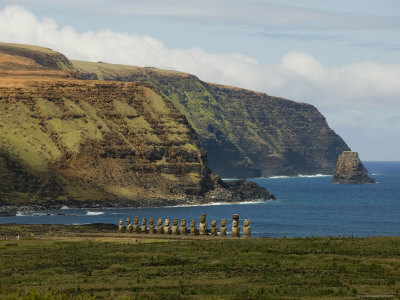 Ahu Tongariki, Site Where 50 Sculptures Or Moai Are Placed On Platform Or Ahu by Lee Foster Pricing Limited Edition Print image