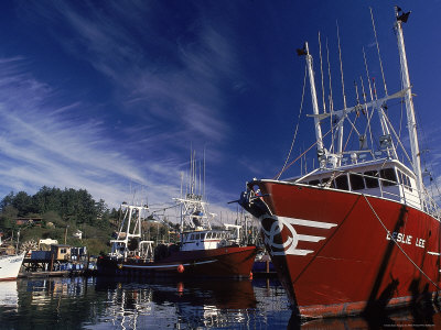 Boats In Newport Harbor, Oregon by Peter French Pricing Limited Edition Print image