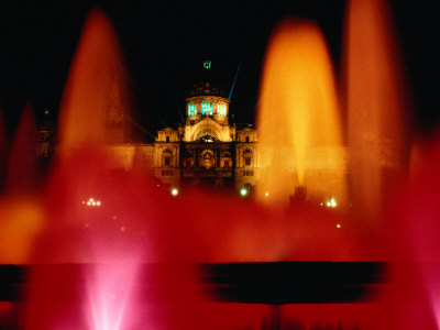 Montjuic Fountain Illuminated At Night, Barcelona, Spain by Bill Wassman Pricing Limited Edition Print image