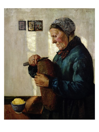 Woman Cutting Bread, 1879 (Oil On Canvas) by Christian Krohg Pricing Limited Edition Print image