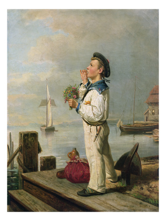 Little Sailor Waiting On The Quay, 1863 (Oil On Canvas) by Carl Julius Lorck Pricing Limited Edition Print image