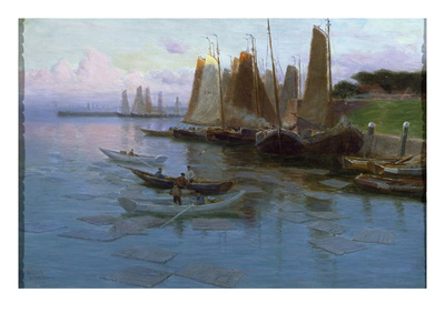 Fishing Boats (Oil On Canvas) by Johannes Martin Grimelund Pricing Limited Edition Print image