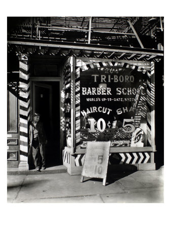 Tri-Boro Barber School, 264 Bowery, Manhattan by Berenice Abbott Pricing Limited Edition Print image