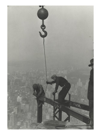 Two Workers Attaching A Beam With A Crane by Lewis Wickes Hine Pricing Limited Edition Print image