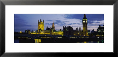Government Building Lit Up At Night, Big Ben And The Houses Of Parliament, London, England, Uk by Panoramic Images Pricing Limited Edition Print image