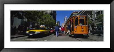 Cars And Cable Car Moving On A Road, San Francisco, California, Usa by Panoramic Images Pricing Limited Edition Print image