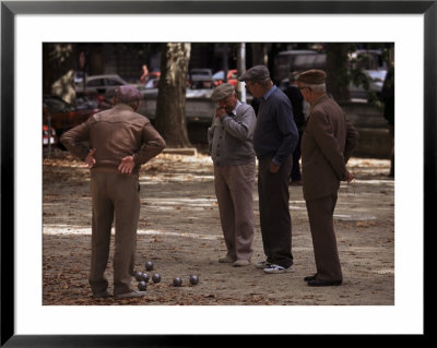Old Men Playing Petanque, Nimes, Gard, Provence, France by John Miller Pricing Limited Edition Print image