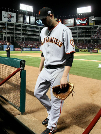 San Francisco Giants V Texas Rangers, Game 3: Jonathan Sanchez by Elsa Pricing Limited Edition Print image