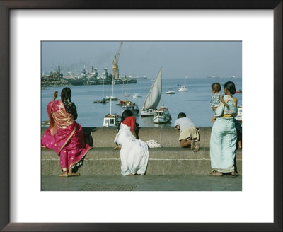 Indian People Look Out Over The Harbor In Bombay by Robert Sisson Pricing Limited Edition Print image