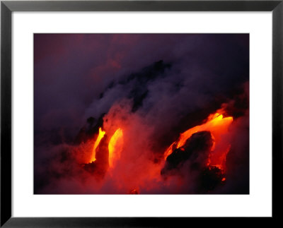 Lava Flowing Into The Ocean From Puu Oo Vent, Mt. Kilauea, Hawaii Volcanoes National Park, Hawaii by Mark Newman Pricing Limited Edition Print image