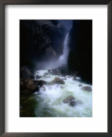 Water From Yosemite Falls Thunders Into The Merced River Below, Yosemite Nat. Park, California, Usa by Thomas Winz Pricing Limited Edition Print image