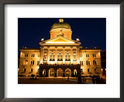 Bundeshauser (Parliament) Building Illuminated At Night, Bern, Switzerland by Glenn Beanland Pricing Limited Edition Print image