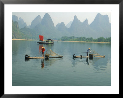 Fishermen On Bamboo Rafts, China by Inga Spence Pricing Limited Edition Print image