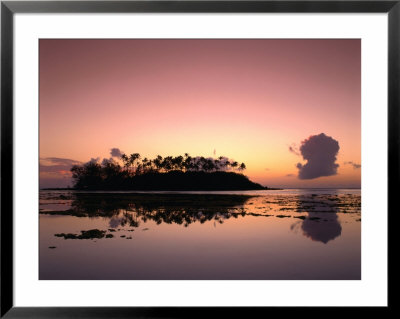Dawn Sky Over Motu Taakoka, Mirrored In Waters Of Muri Lagoon, Muri, Cook Islands by Manfred Gottschalk Pricing Limited Edition Print image