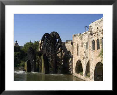 Mosque, Water Wheel On The Orontes River, Hama, Syria, Middle East by Christian Kober Pricing Limited Edition Print image