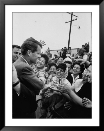 Attorney General Robert F. Kennedy Greeting Supporters by George Silk Pricing Limited Edition Print image