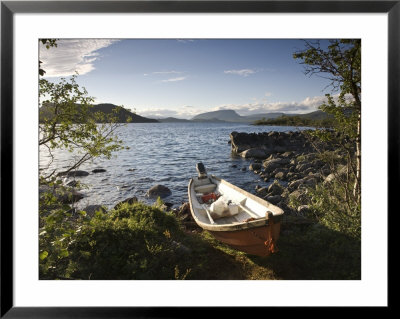 Boat On Lake Kilpisjarvi, Kilpisjarvi, Arctic Circle, Lapland, Finland by Doug Pearson Pricing Limited Edition Print image