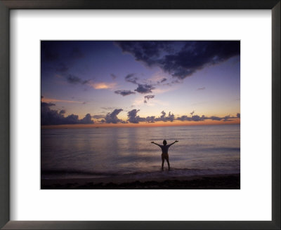 Silhouette Of Person On Beach, Miami Beach, Fl by Jeff Greenberg Pricing Limited Edition Print image
