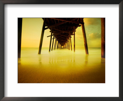 Pier Over Golden Sand And Water by Jan Lakey Pricing Limited Edition Print image