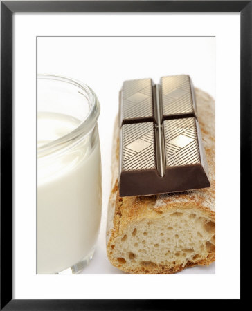 A Piece Of Chocolate, Baguette And A Glass Of Milk by Alain Caste Pricing Limited Edition Print image