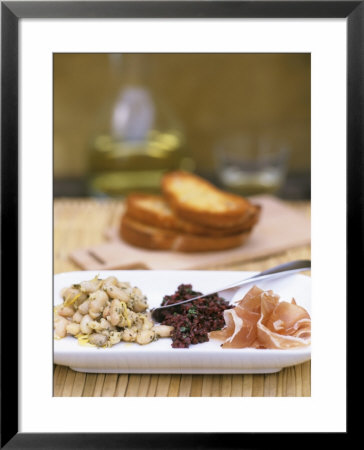 Tapas Plate: Beans With Lime, Olive Tapenade, Ham by Louise Lister Pricing Limited Edition Print image