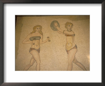Girls In Bikinis Doing Gymnastics, Near Piazza Armerina, Italy by Richard Ashworth Pricing Limited Edition Print image