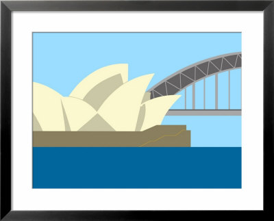 Illustration Of The Harbour Bridge And Opera House, Sydney, New South Wales, Australia, Pacific Rim by Michael Kelly Pricing Limited Edition Print image