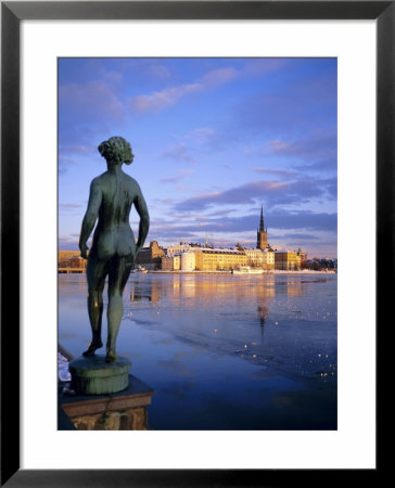 Statue And City Skyline, Stockholm, Sweden, Scandinavia, Europe by Sylvain Grandadam Pricing Limited Edition Print image