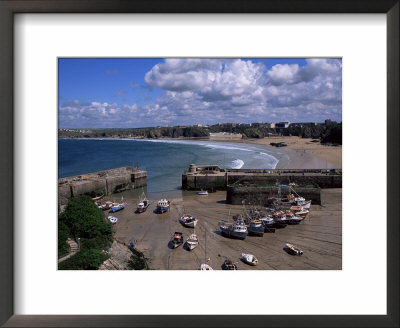 Harbour At Low Tide With Town Beach Beyond, Newquay, Cornwall, England, United Kingdom by Julian Pottage Pricing Limited Edition Print image