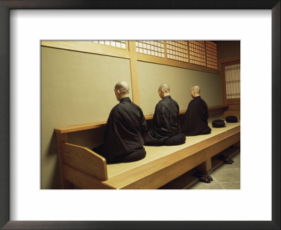 Monks During Za-Zen Meditation In The Zazen Hall, Elheiji Zen Monastery, Japan by Ursula Gahwiler Pricing Limited Edition Print image