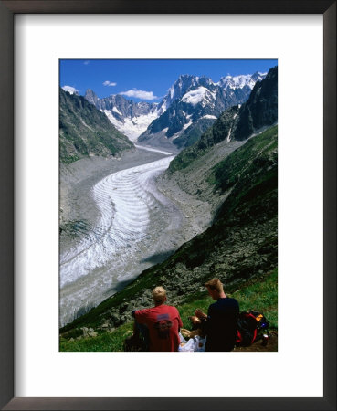Montenvers Mer De Glace With Hikers, Chamonix, Rhone-Alpes, France by John Elk Iii Pricing Limited Edition Print image