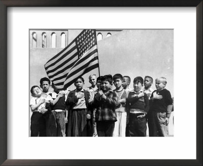 American Children Of Japanese, German And Italian Heritage, Pledging Allegiance To The Flag by Dorothea Lange Pricing Limited Edition Print image