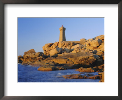 Lighthouse And Pink Granite Rocks At Sunset, Ploumanach, Cotes D'armor, Brittany, France, Europe by Ruth Tomlinson Pricing Limited Edition Print image