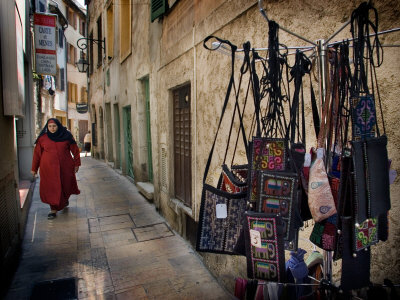Walking Down Narrow Street, Provence, Cote D'azure, France by Robert Eighmie Pricing Limited Edition Print image