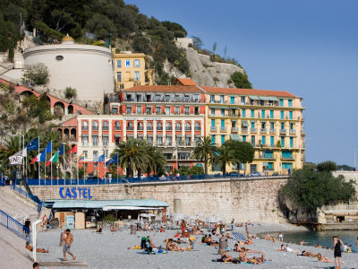 Beach With A Cliff Overlooking The Mediterranean, Nice, Cote D'azure, France by Robert Eighmie Pricing Limited Edition Print image
