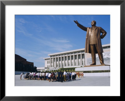 Commune Group Brought To Bow To Great Leader On Grand Monument, Pyongyang, North Korea, Asia by Anthony Waltham Pricing Limited Edition Print image