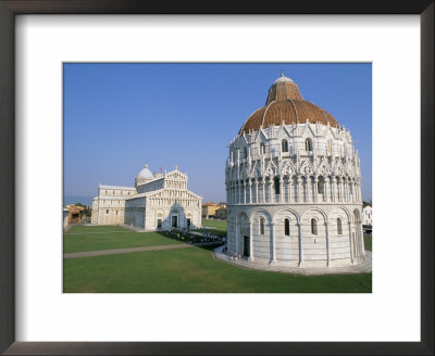 Baptistery And Duomo, Pl. Des Miracoli, Unesco World Heritage Site, Pisa, Tuscany, Italy by Bruno Morandi Pricing Limited Edition Print image