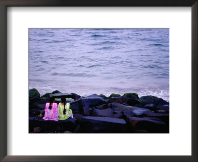 Young Women On Rocks At City Beach On Bay Of Bengal by Richard I'anson Pricing Limited Edition Print image