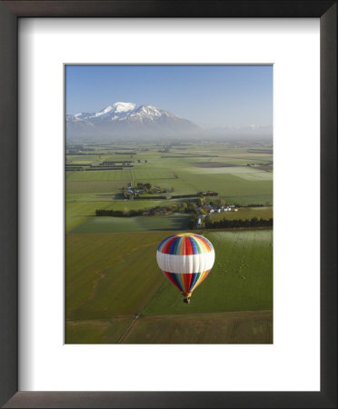 Hot-Air Balloon Near Methven With Mountains In Distance, New Zealand by David Wall Pricing Limited Edition Print image