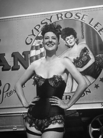 Gypsy Rose Lee Standing In Front Of Advertisement For Her Strip-Tease Act, Traveling Carnival Show by George Skadding Pricing Limited Edition Print image