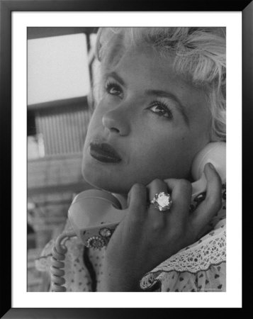 Actress Jayne Mansfield Wearing Her Engagement Ring From Mickey Hargitay by Ralph Crane Pricing Limited Edition Print image