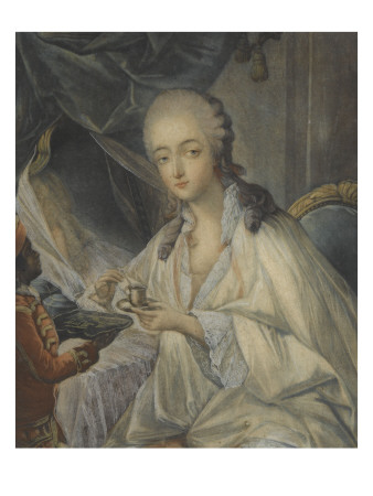 Madame Du Barry At Her Toilette, To Whom Zamor Presents A Cup Of Coffee Or Chocolate by Jean-Baptiste Gautier D'agoty Pricing Limited Edition Print image