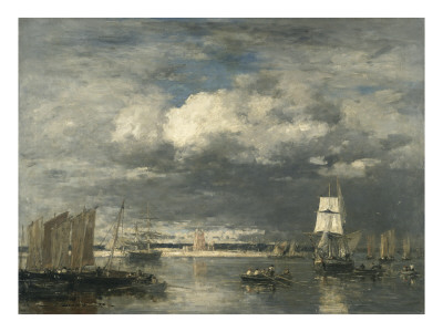 The Harbor Of Camaret Under Stormy Skies, 1873 by Eugene Boudin Pricing Limited Edition Print image