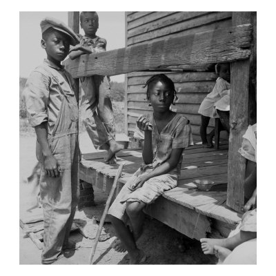 African American Farm Children On The Porch Of Their Home In The Mississippi Delta, June 1936 by Dorothea Lange Pricing Limited Edition Print image