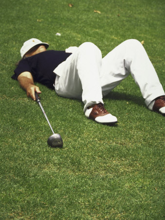 Actor Jack Nicholson Taking A Nap At Celebrity Golf Tournament by Mirek Towski Pricing Limited Edition Print image